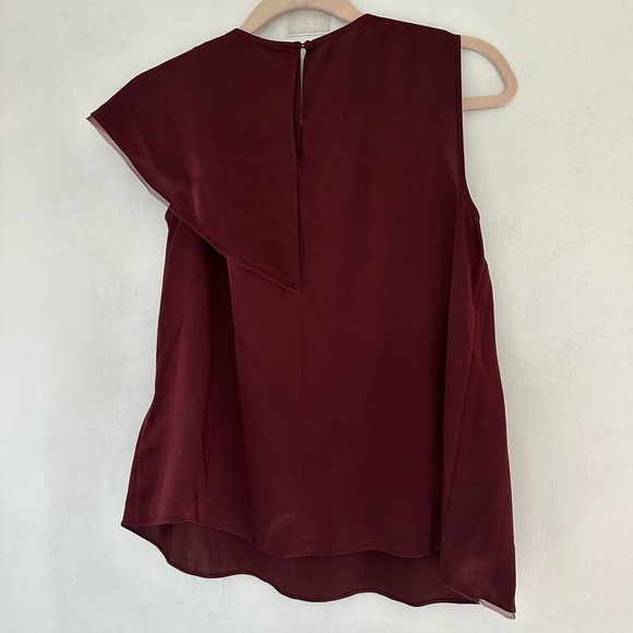 Brooks Brothers large 100% silk blouse top burgundy red ruffle holiday party 8 - Picture 8 of 8